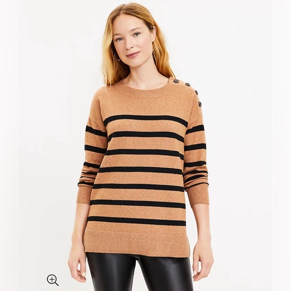 LOFT Sweaters - NWOT Striped Shoulder Button Tunic Sweater